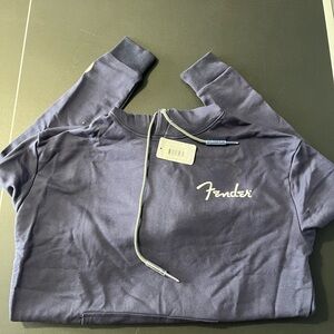 Fender Blue Pullover Hoodie Sweatshirt Size XL Guitar Logo